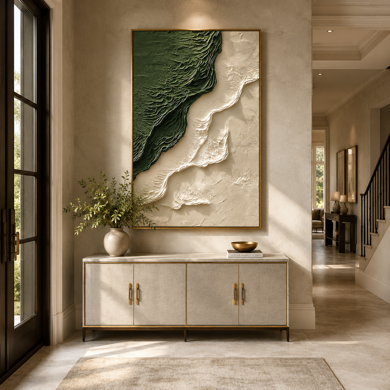"Emerald Terrain" – Green Wabi Sabi Textured Abstract Painting