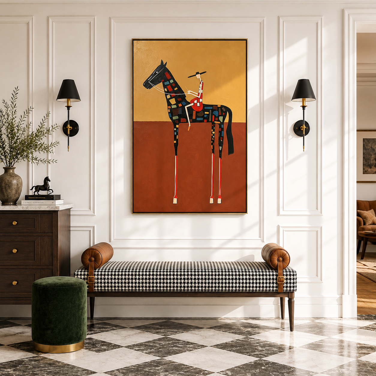 “Patchwork Rider” – Modern Western Horse Oil Painting