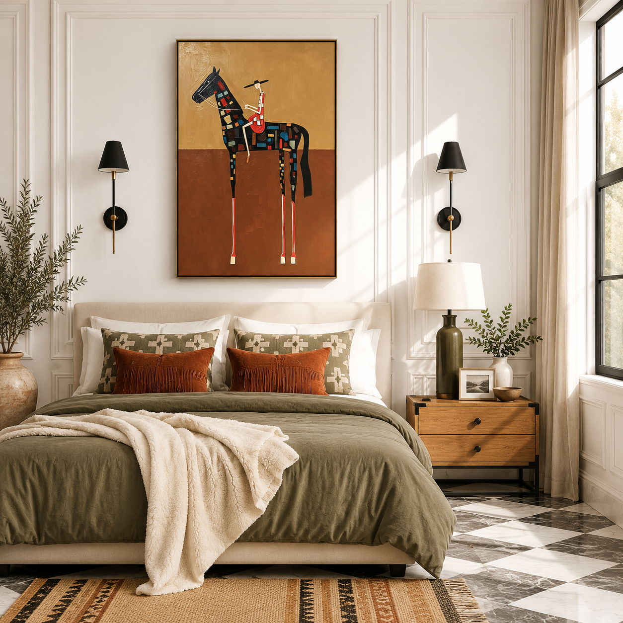 “Patchwork Rider” – Modern Western Horse Oil Painting
