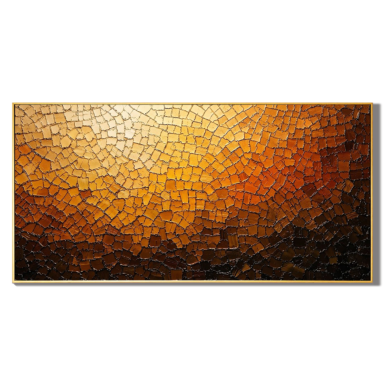 "Golden Terra" – Earth Tone Mosaic Textured Abstract Oil Painting