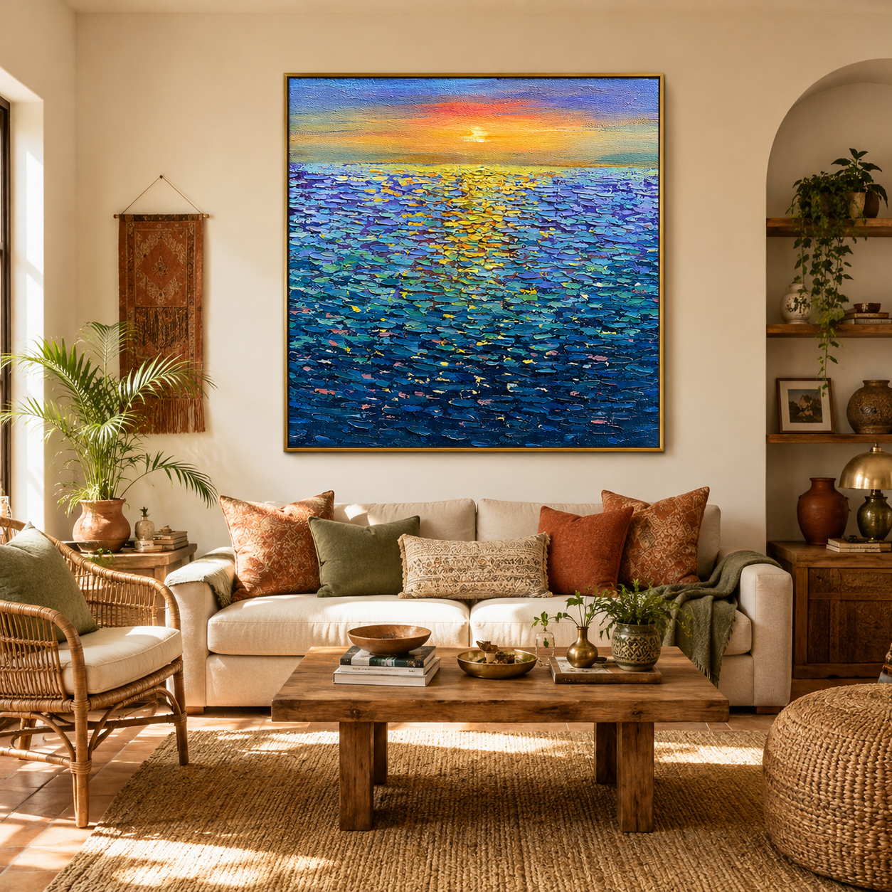 "Morning Tide" – Ocean Sunrise Textured Oil Painting