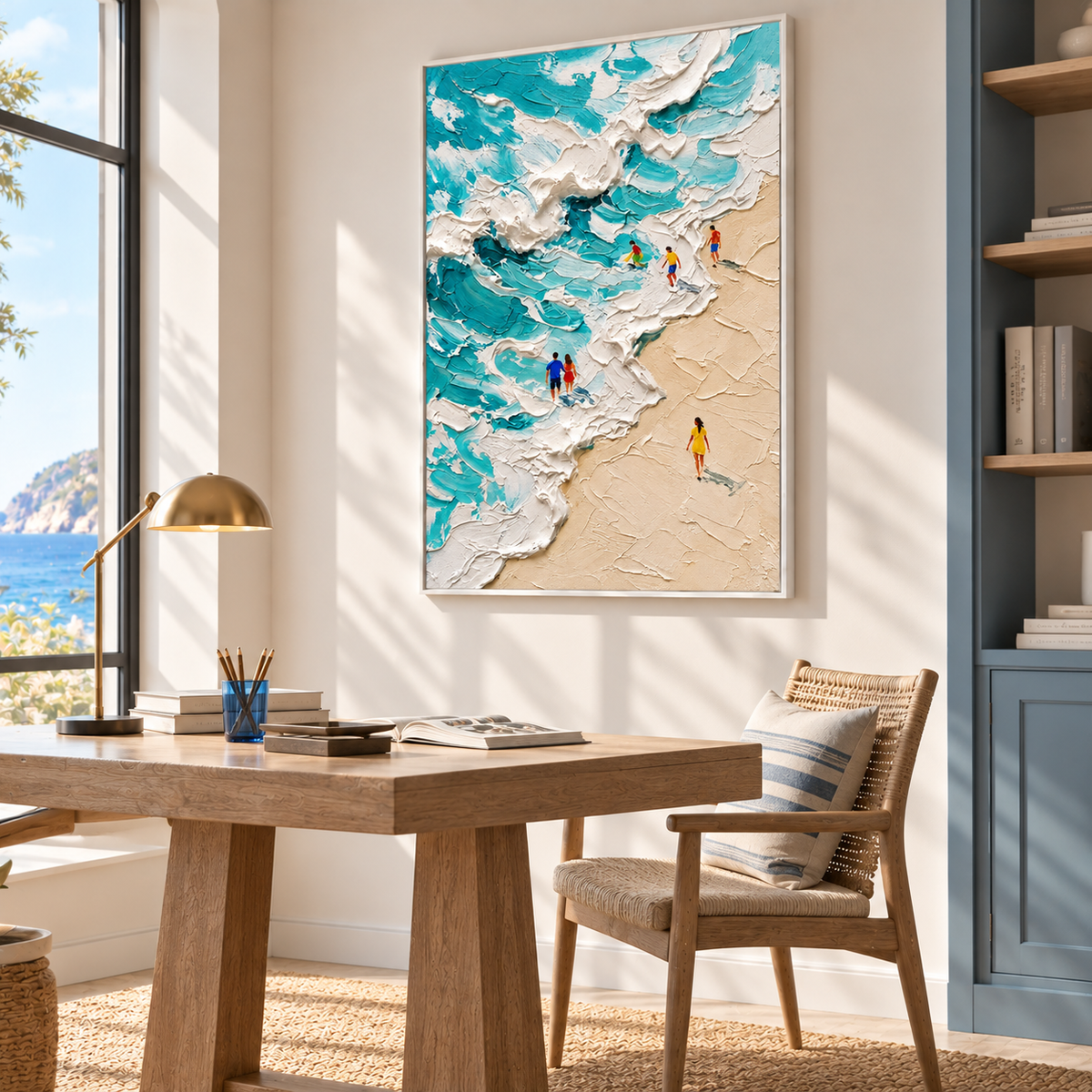"Tidal Awakening" – Coastal Ocean Wave Heavy Impasto Textured Oil Painting