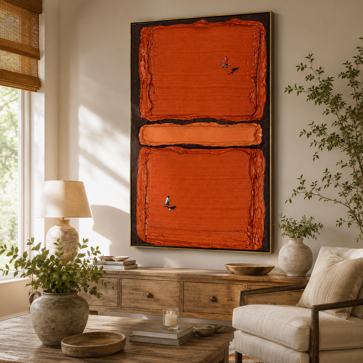 "Clay Court Solitude" – Textured Tennis Court Abstract Painting