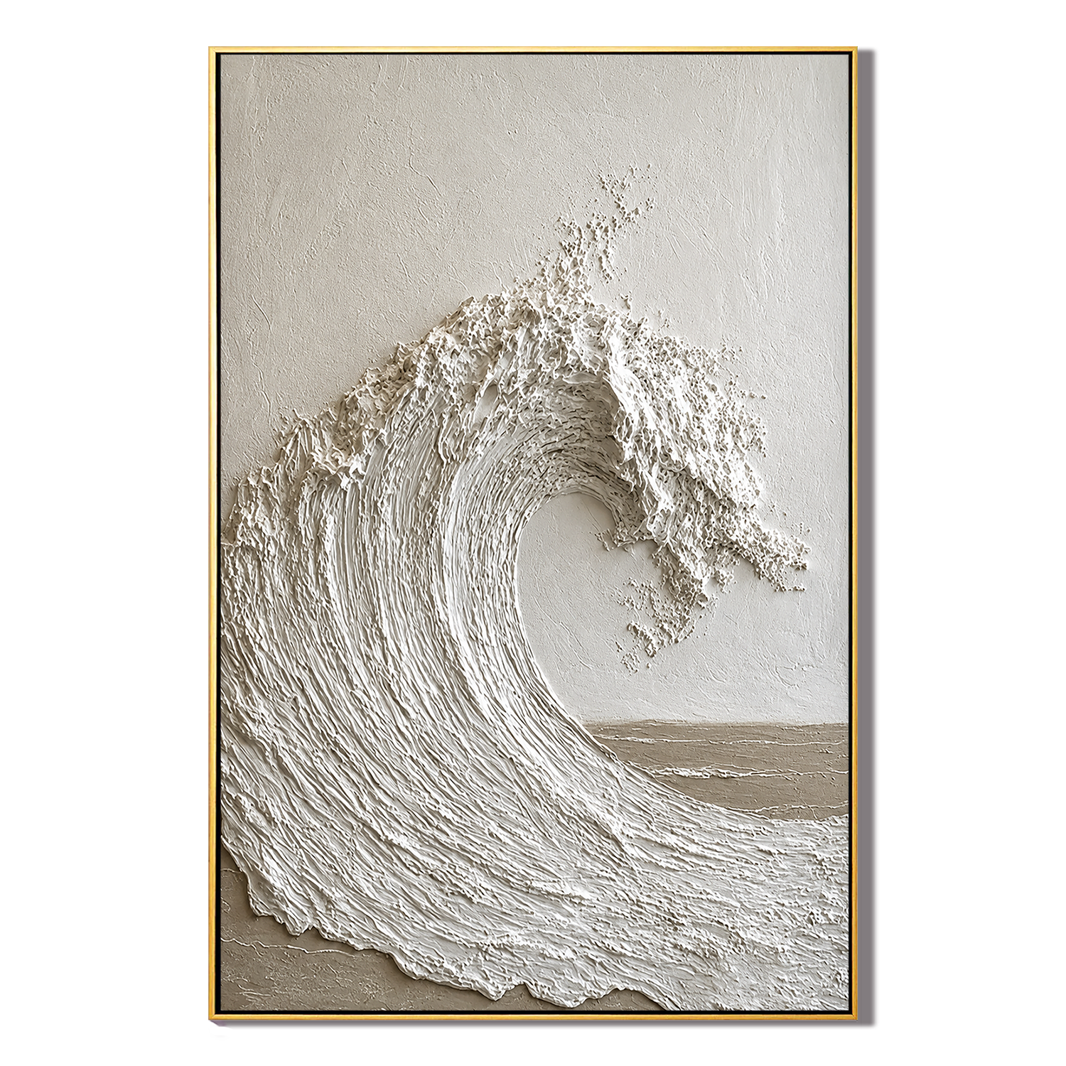 "Silent Crest" – Wabi Sabi White Wave Textured Painting