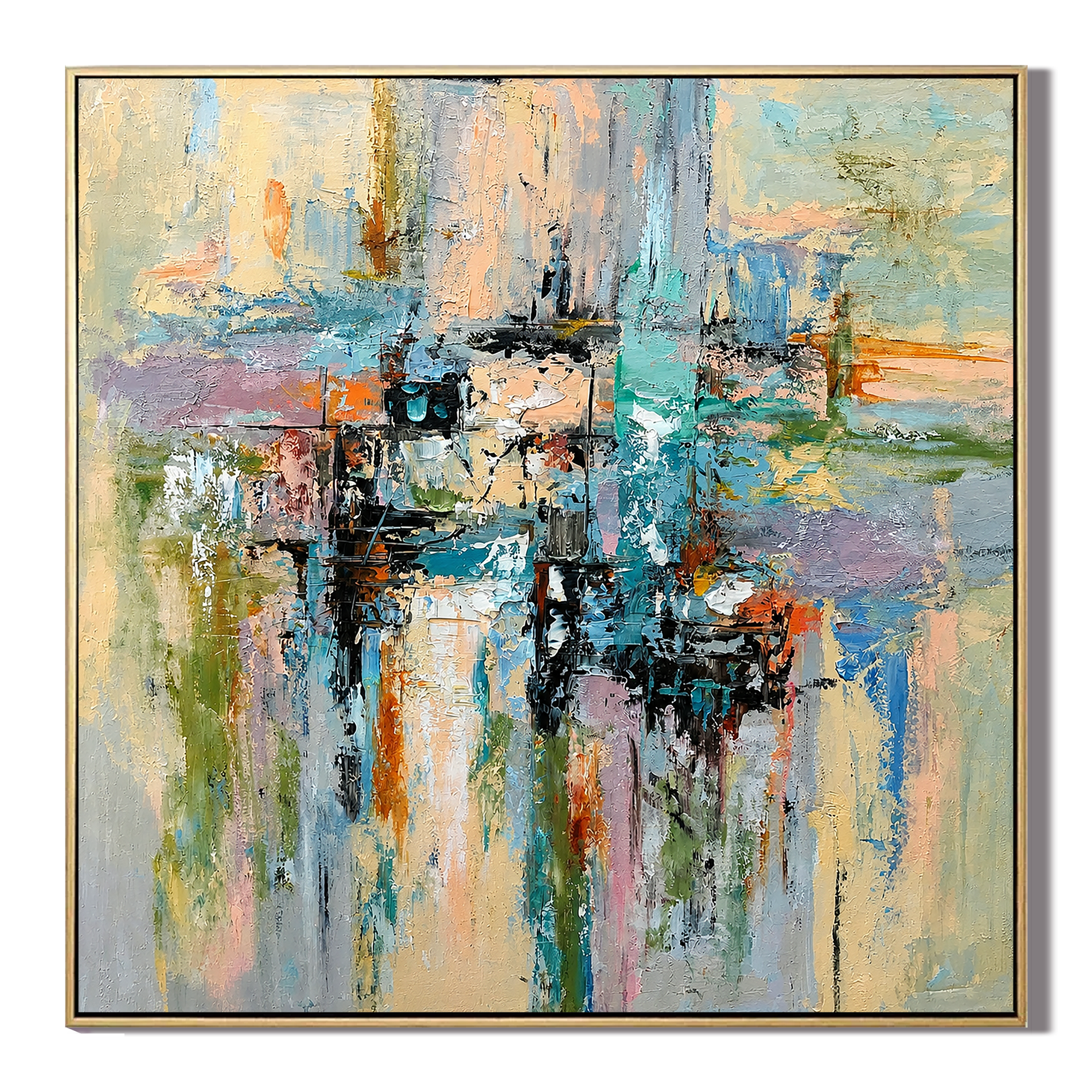 "Urban Daydream" – Colorful Cityscape Textured Abstract Painting