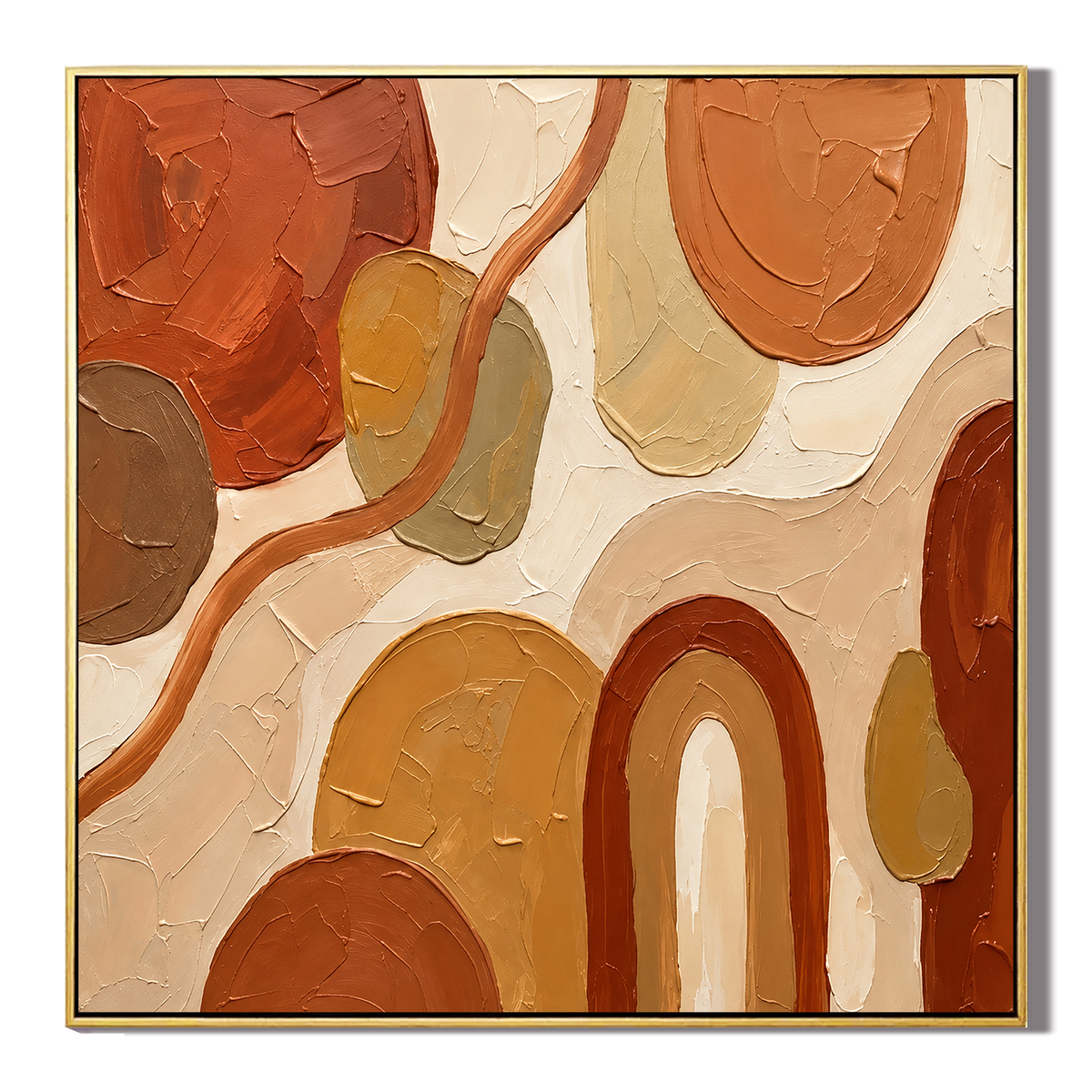 "Terracotta Rhythm" – Mid-Century Modern Earth Tone Textured Acrylic Painting