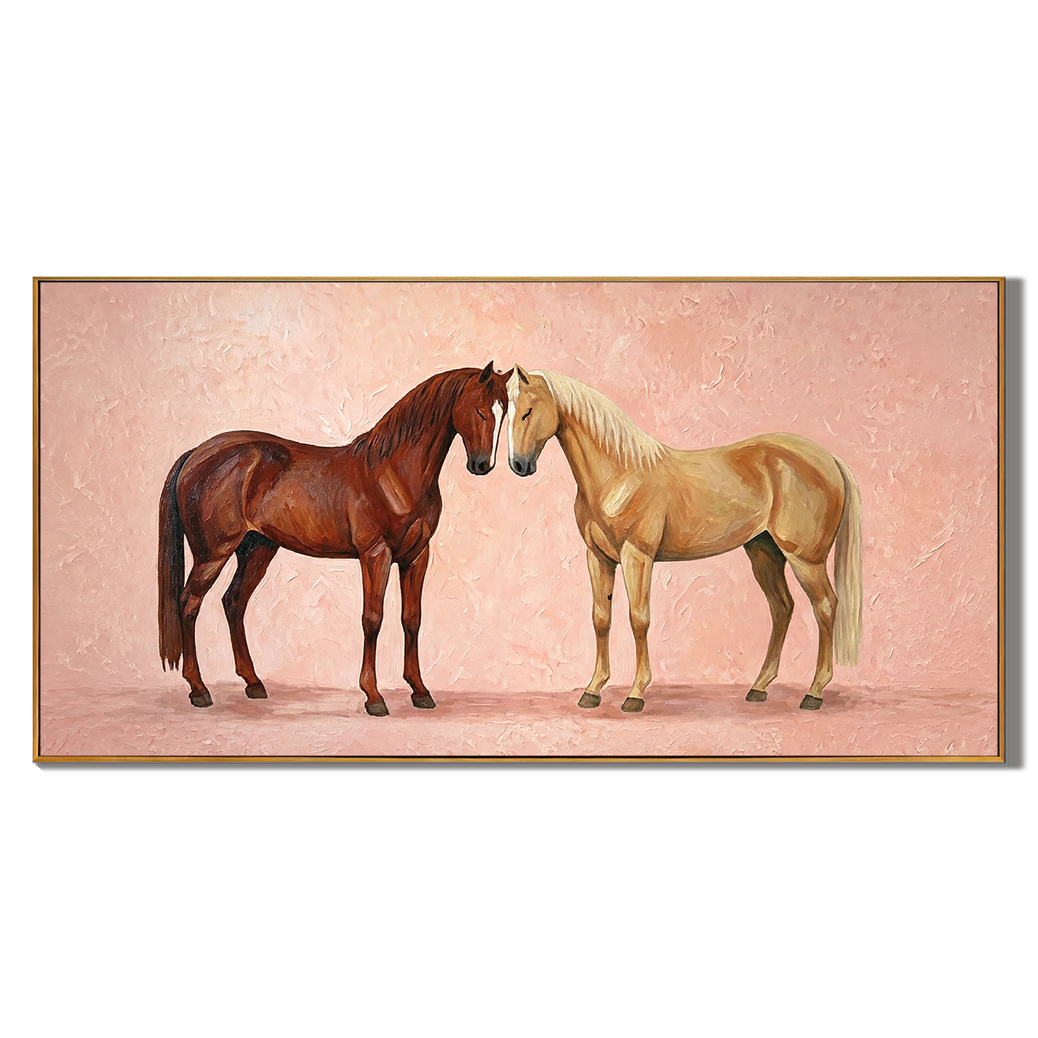 “Tender Companions” – Romantic Horse Couple Oil Painting