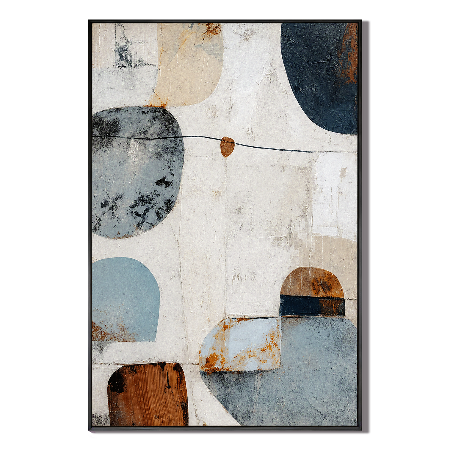 "Balanced Forms" – Blue Rust Geometric Abstract Painting