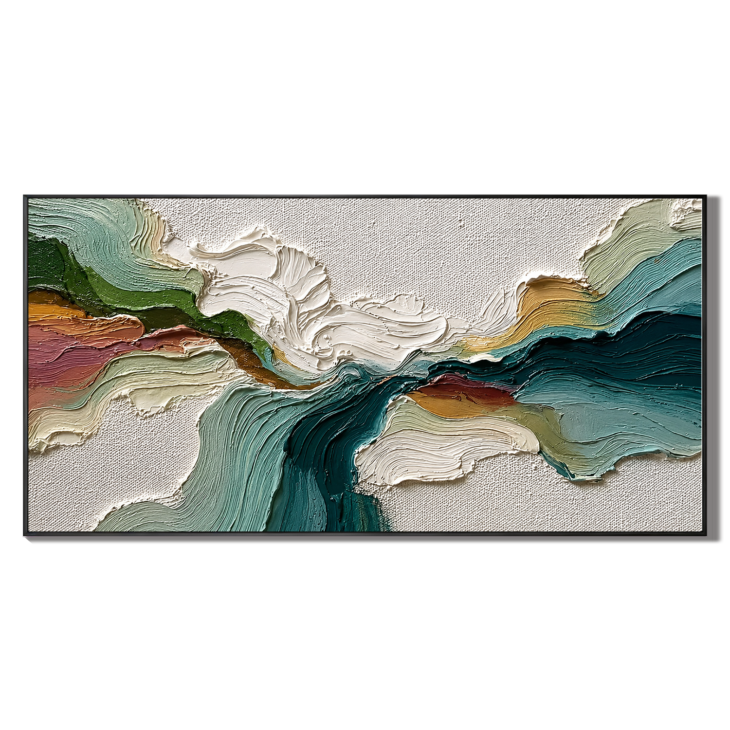 “Tidal Reverie” – Textured Teal Abstract Landscape Oil Painting