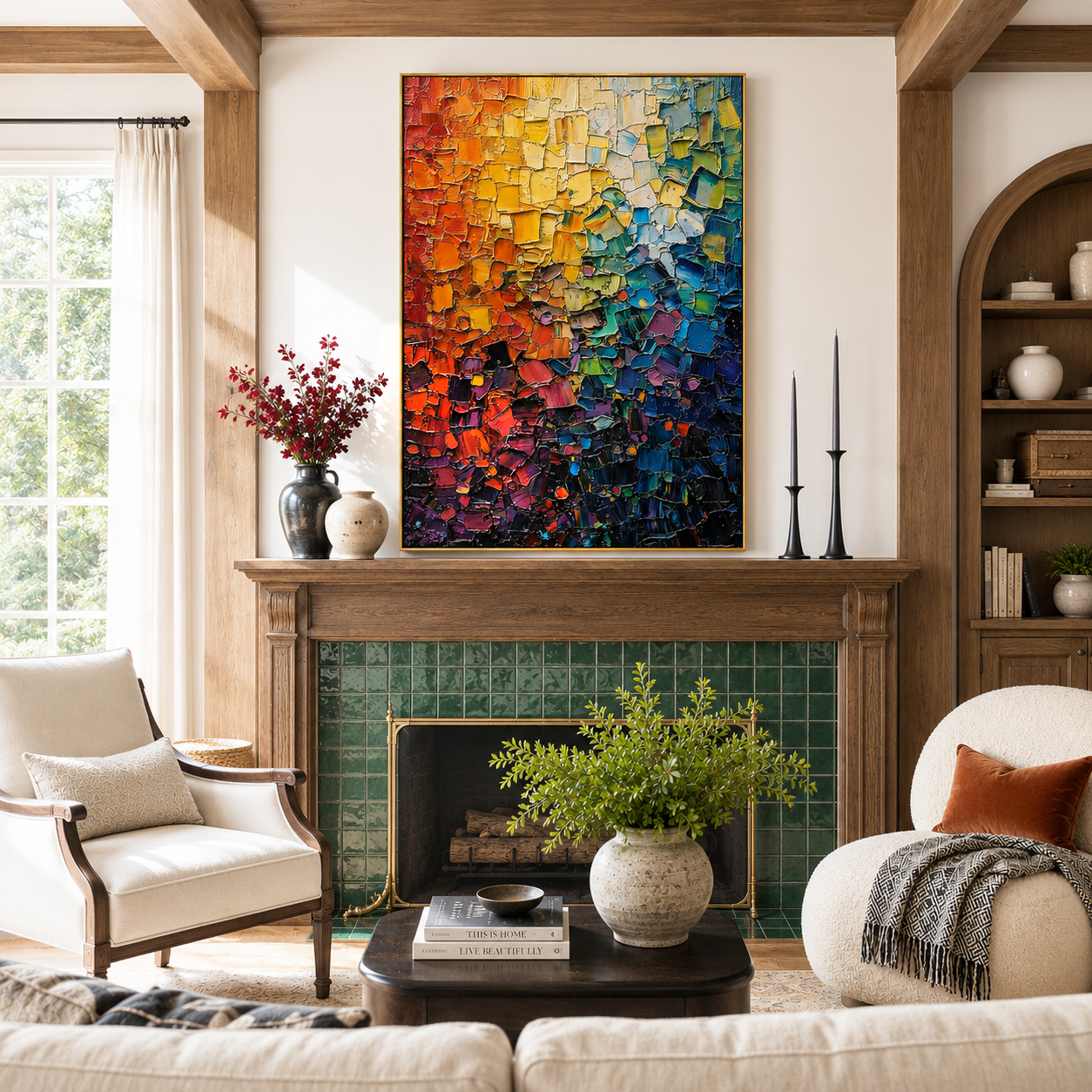 "Chromatic Pulse" – Colorful Rainbow Textured Abstract Painting