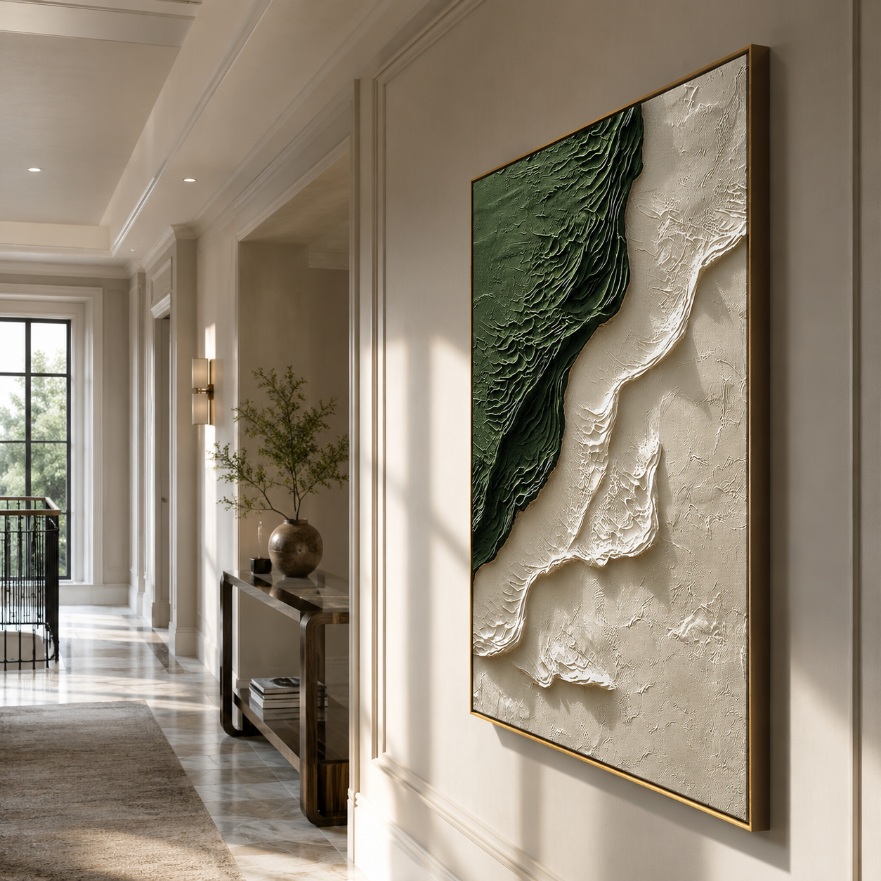 "Emerald Terrain" – Green Wabi Sabi Textured Abstract Painting