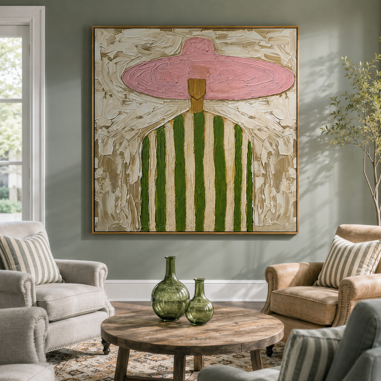 "Pink Sombrero Charm" – Vintage Mexican Cowboy Textured Oil Painting