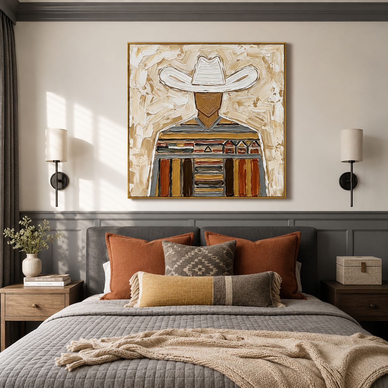 "Ranch Herald" – Vintage Western Cowboy Textured Oil Painting