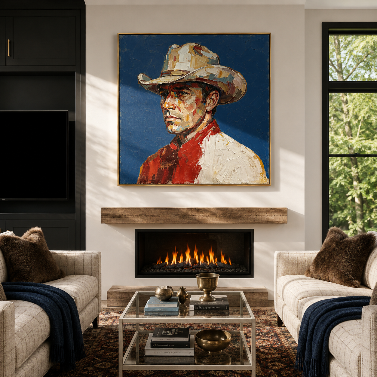 "Silent Rider" – Western Cowboy Portrait Textured Oil Painting