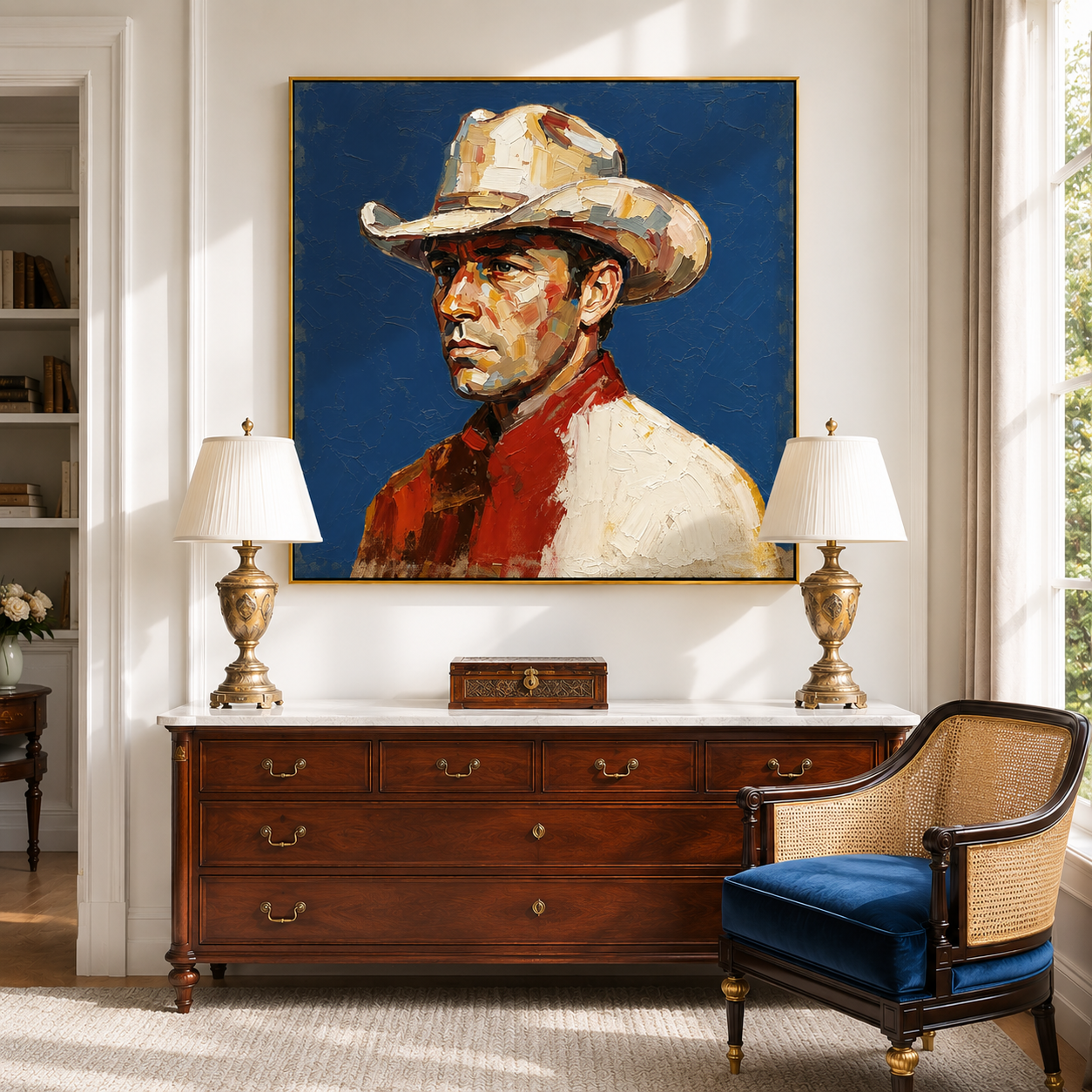 "Silent Rider" – Western Cowboy Portrait Textured Oil Painting
