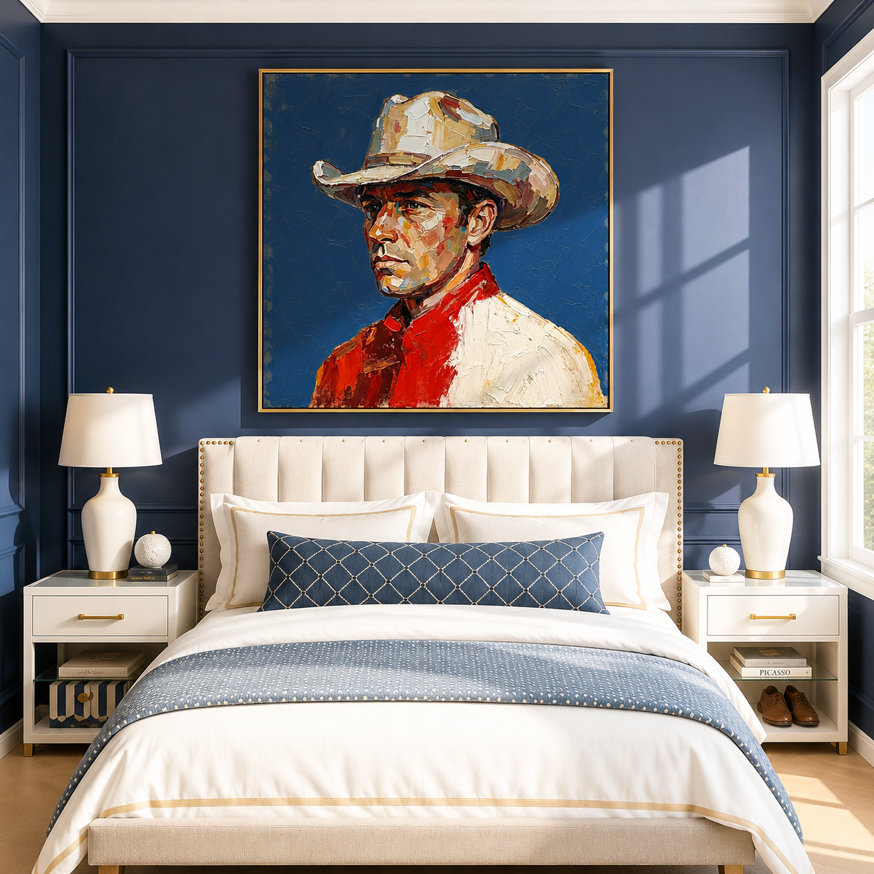 "Silent Rider" – Western Cowboy Portrait Textured Oil Painting