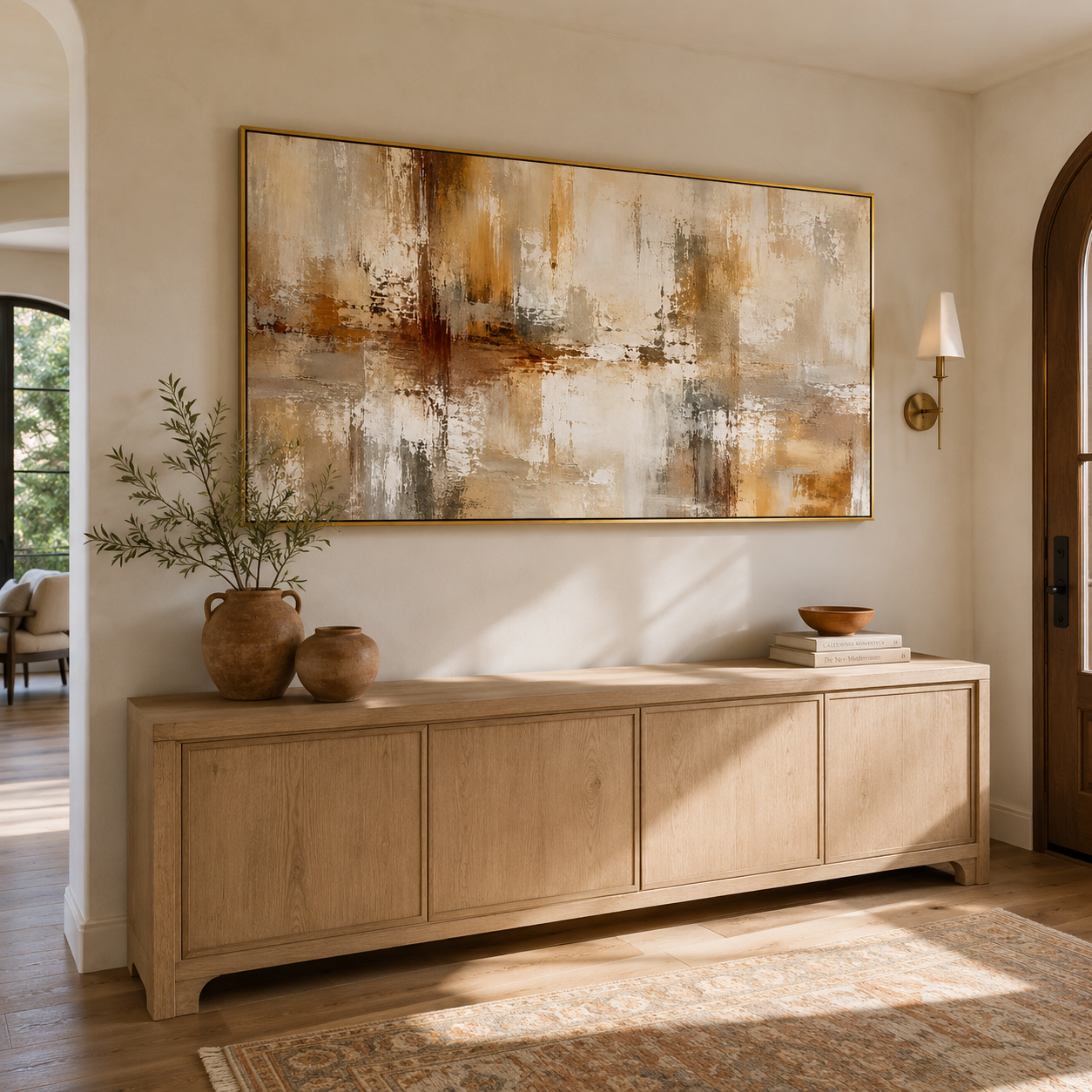 “Aged Radiance” – Warm Neutral Wabi Sabi Abstract Oil Painting