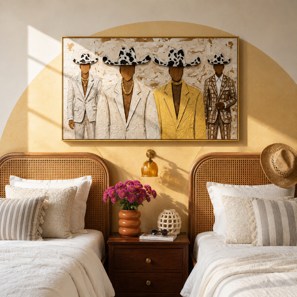 “The Gilded Ranchmen” – Western Cowboy Suit Impasto Oil Painting