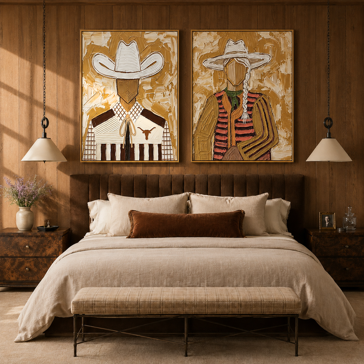 “Prairie Spirits” – Textured Southwestern Cowboy Oil Painting Set