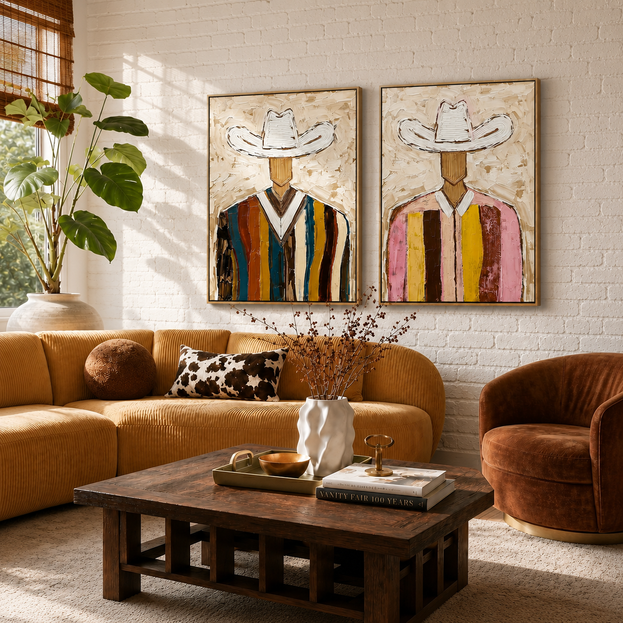 “Striped Frontier” – Colorful Western Cowboy Oil Painting Set