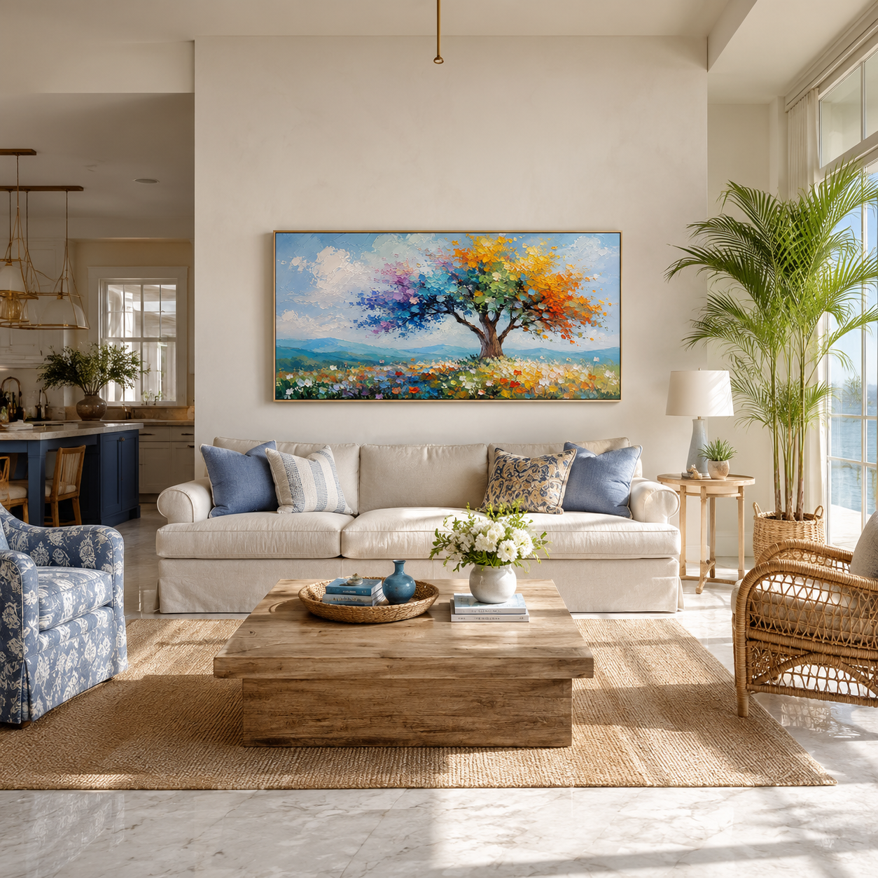“Seasons in Bloom” – Colorful Tree Landscape Oil Painting