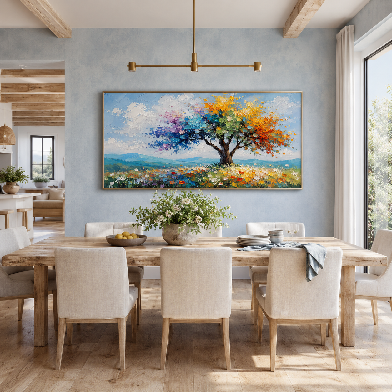 “Seasons in Bloom” – Colorful Tree Landscape Oil Painting