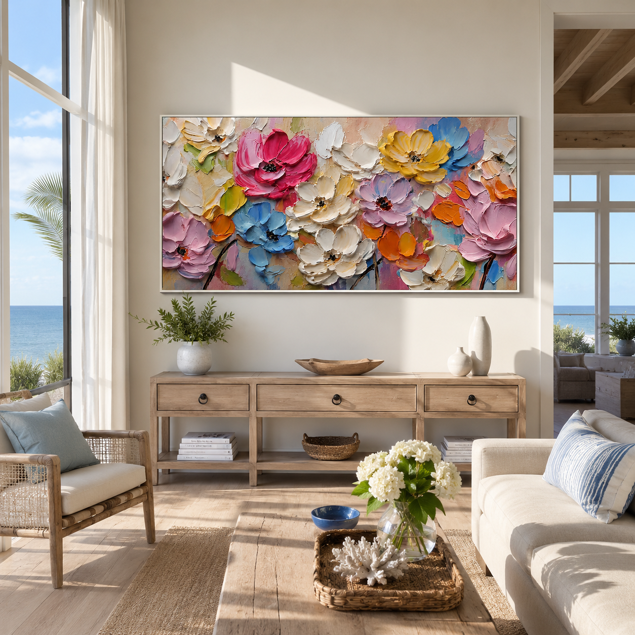 “Garden Jubilee” – Colorful Textured Floral Oil Painting