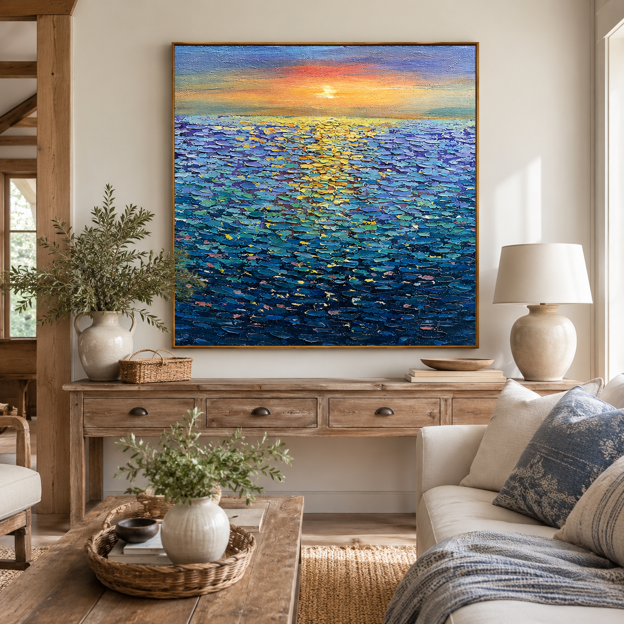"Morning Tide" – Ocean Sunrise Textured Oil Painting