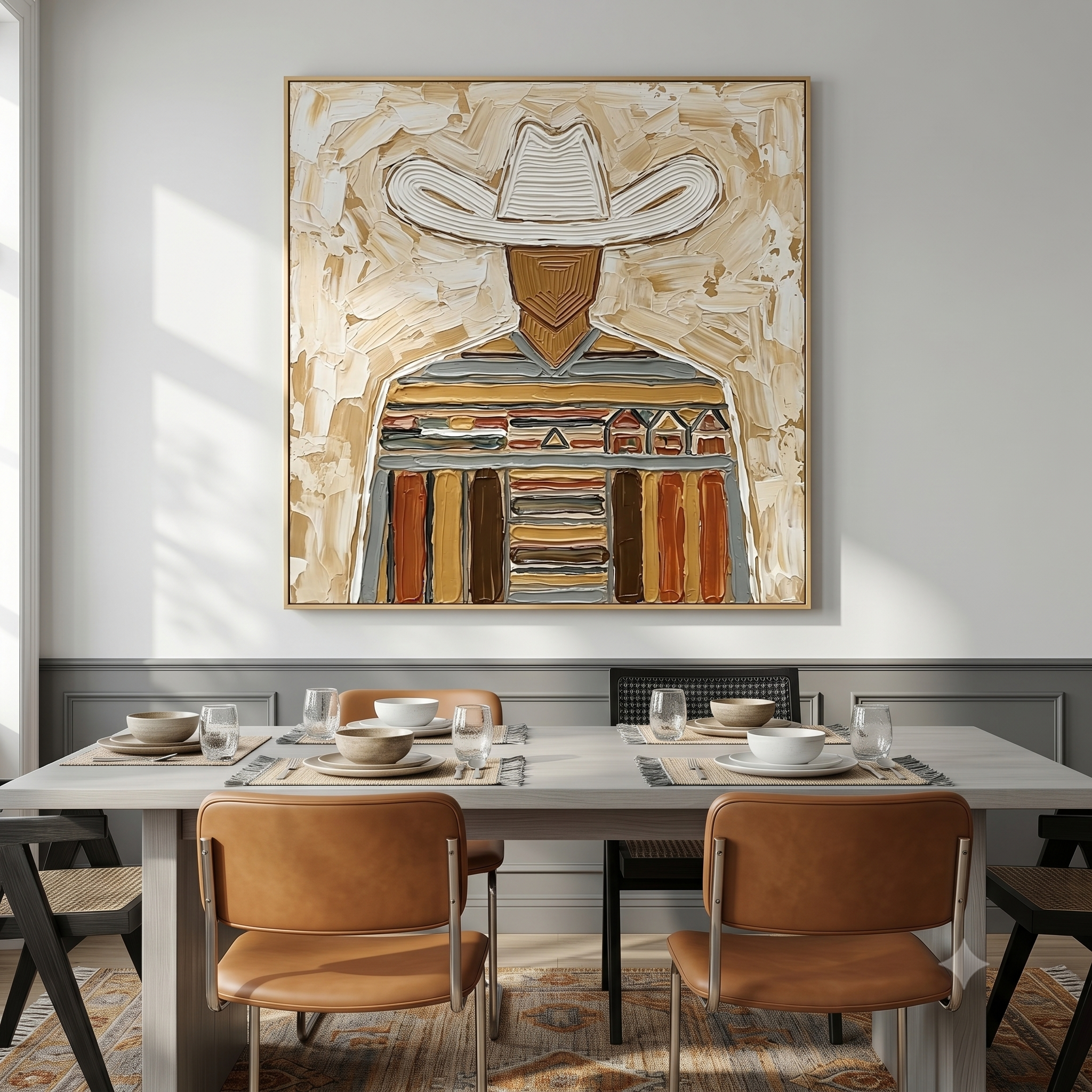 "Ranch Herald" – Vintage Western Cowboy Textured Oil Painting