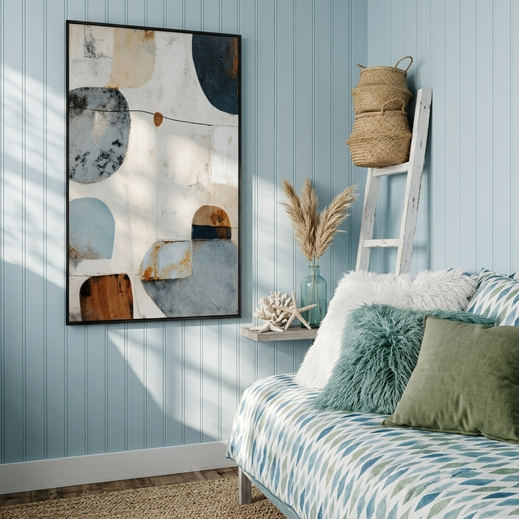 "Balanced Forms" – Blue Rust Geometric Abstract Painting