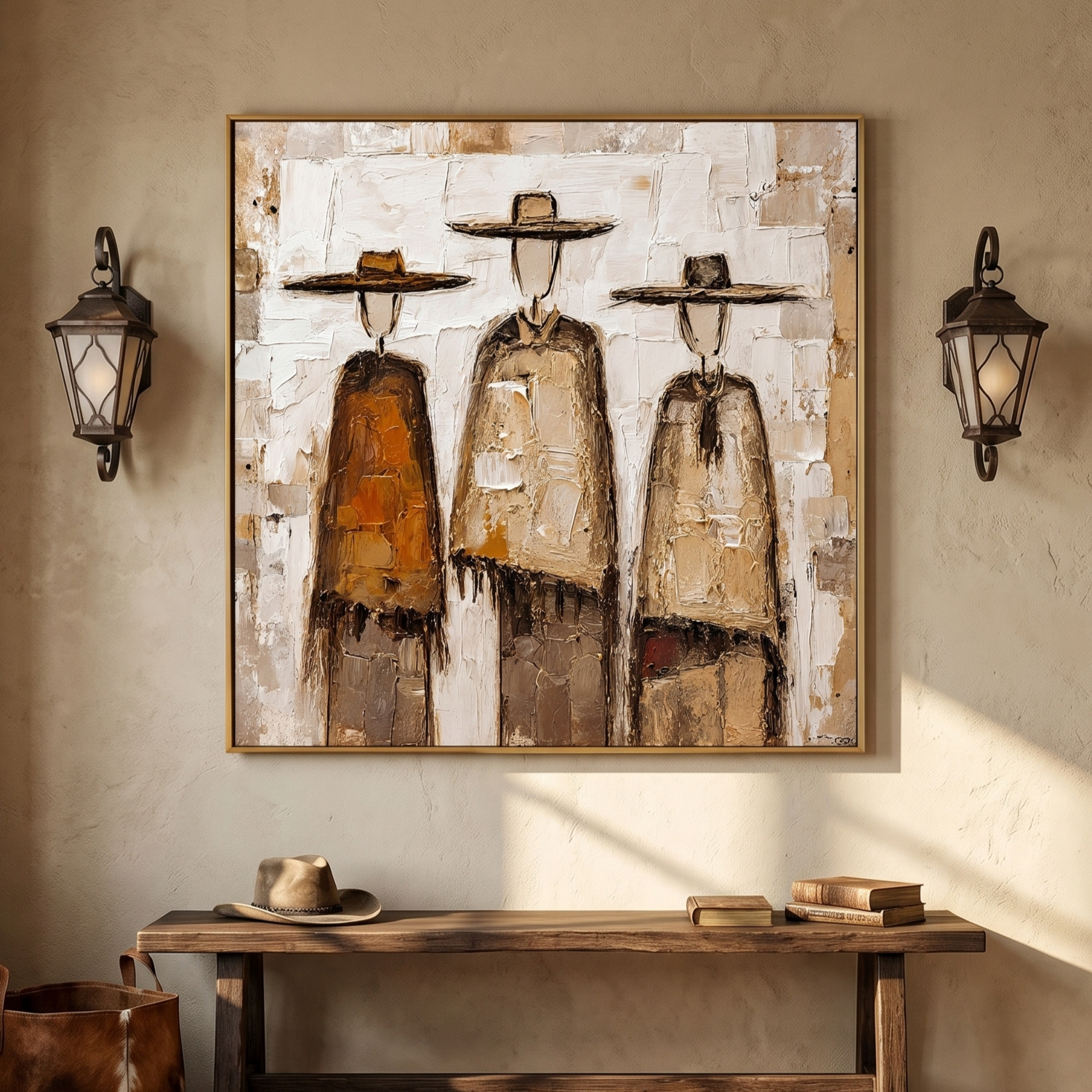 "Desert Brotherhood" – Western Cowboy Textured Oil Painting