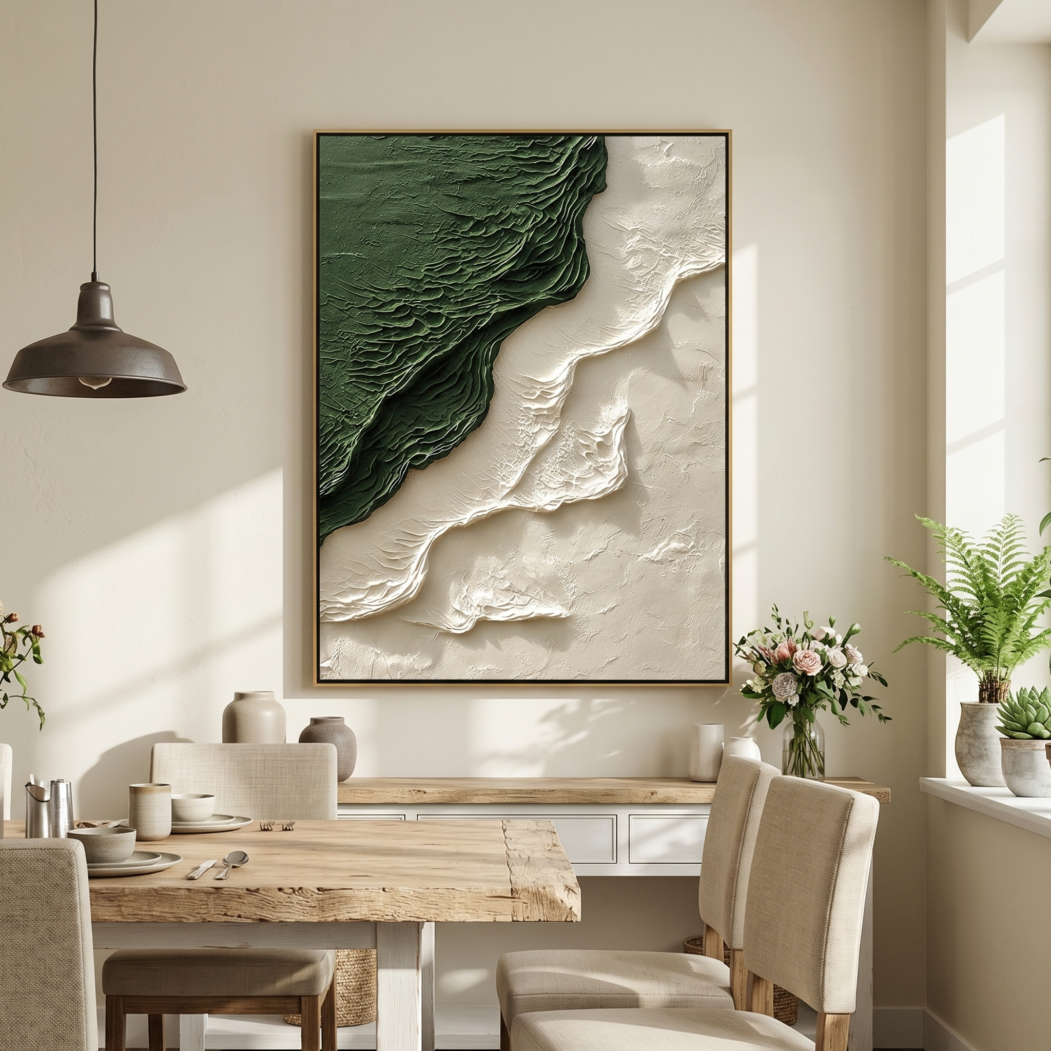 "Emerald Terrain" – Green Wabi Sabi Textured Abstract Painting