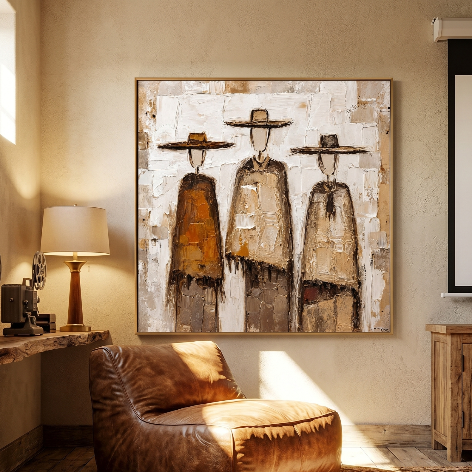 "Desert Brotherhood" – Western Cowboy Textured Oil Painting