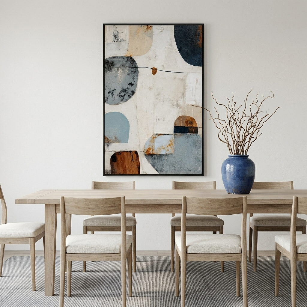 "Balanced Forms" – Blue Rust Geometric Abstract Painting