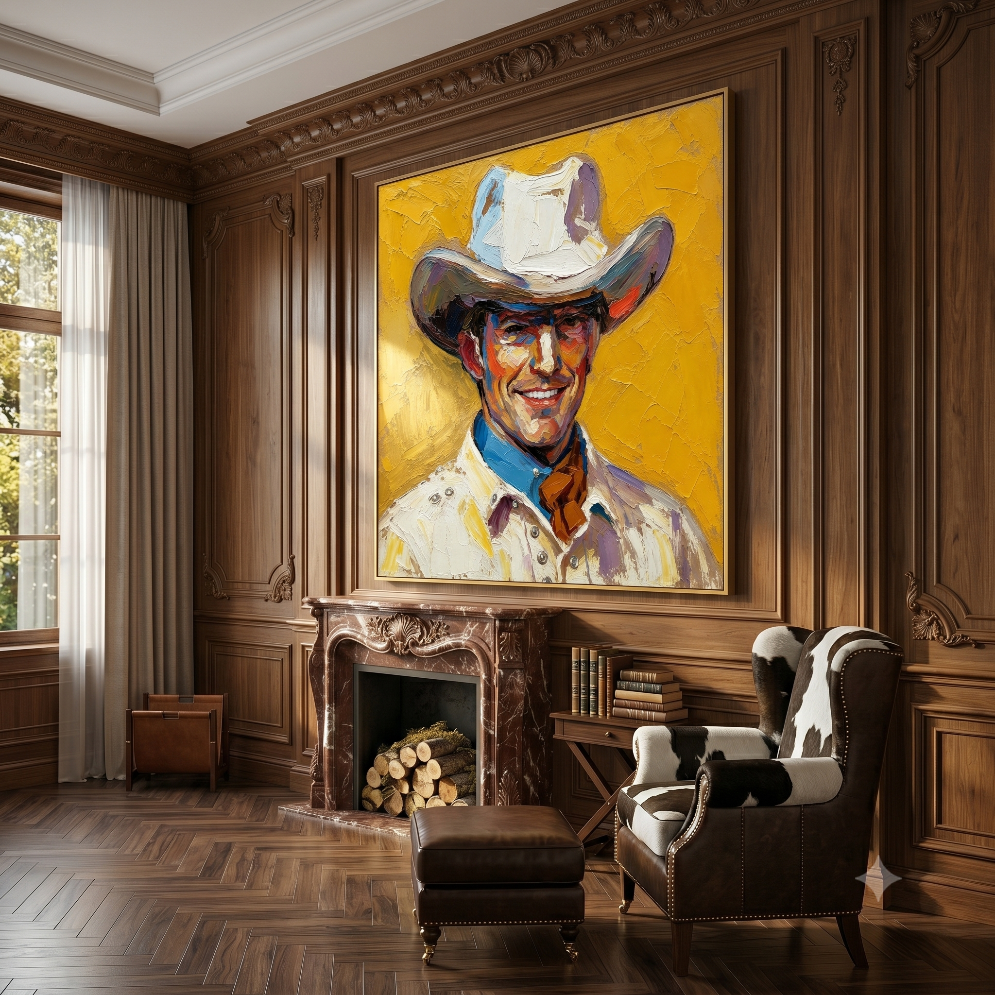 "Golden Grin" – Colorful Western Cowboy Portrait Oil Painting
