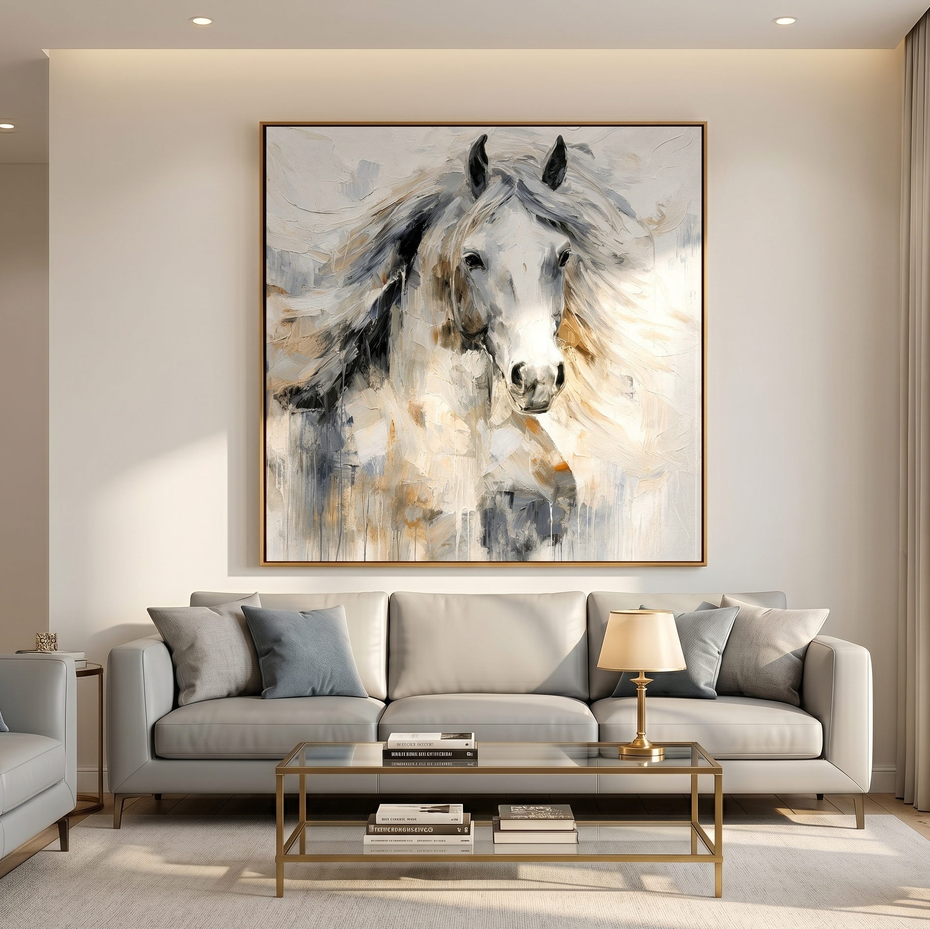 "Noble Spirit" – White Horse Textured Oil Painting