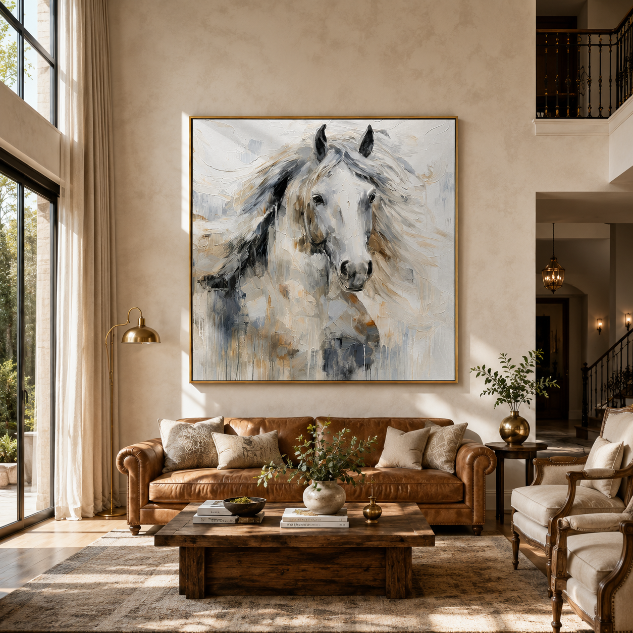 "Noble Spirit" – White Horse Textured Oil Painting