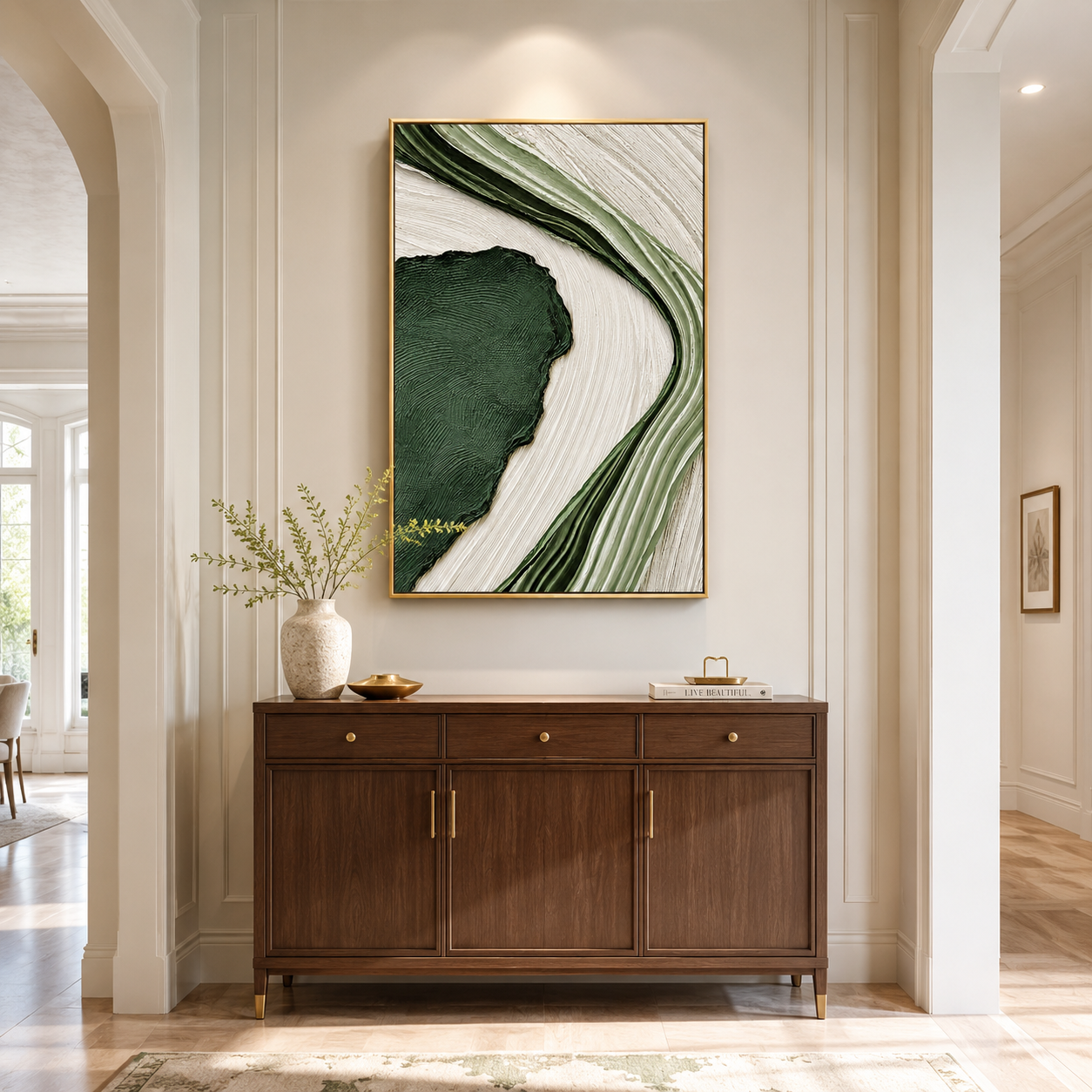 "Forest Current" – Green Wabi Sabi Textured Abstract Painting