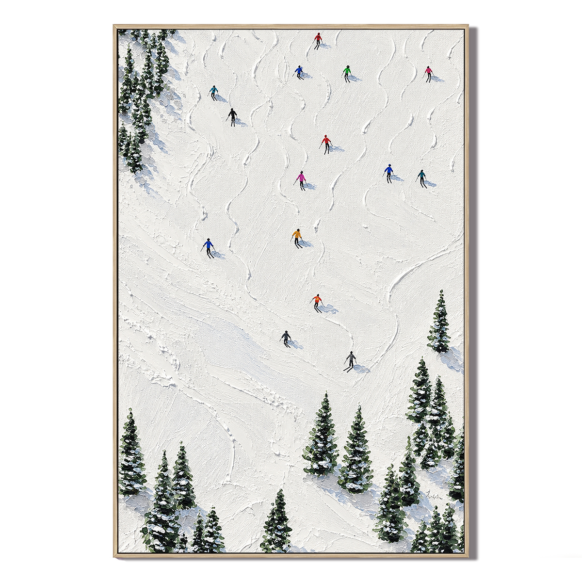 "Alpine Symphony" – Textured Impasto Ski Resort Canvas Painting