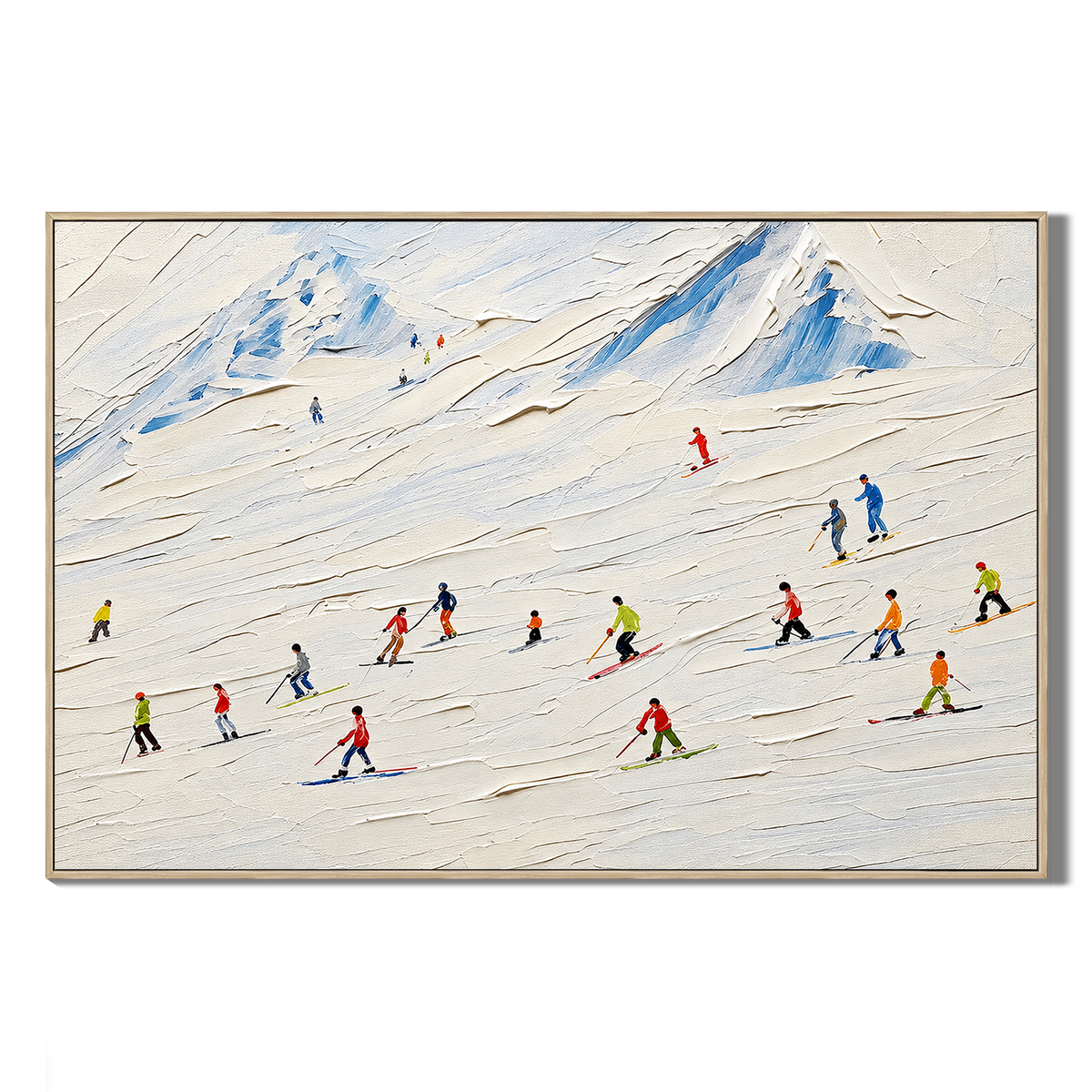 "Alpine Rhythms" – Ski Resort Winter Sports Textured Acrylic Painting