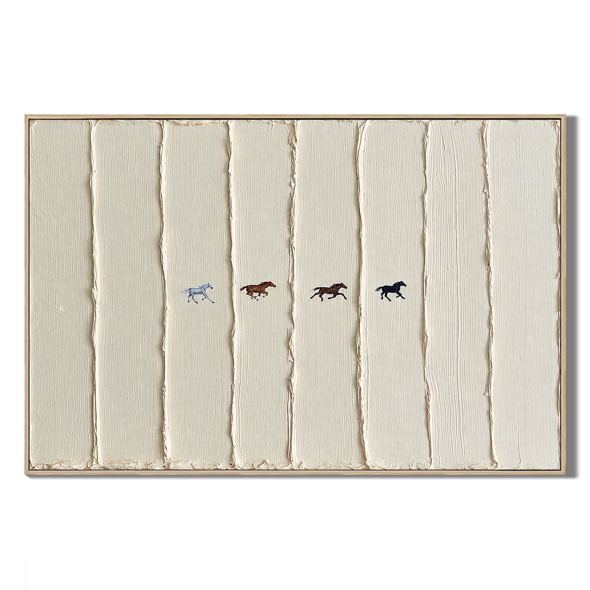 "Rhythmic Gallop" – Wabi-Sabi Minimalist White Horse Textured Acrylic Painting