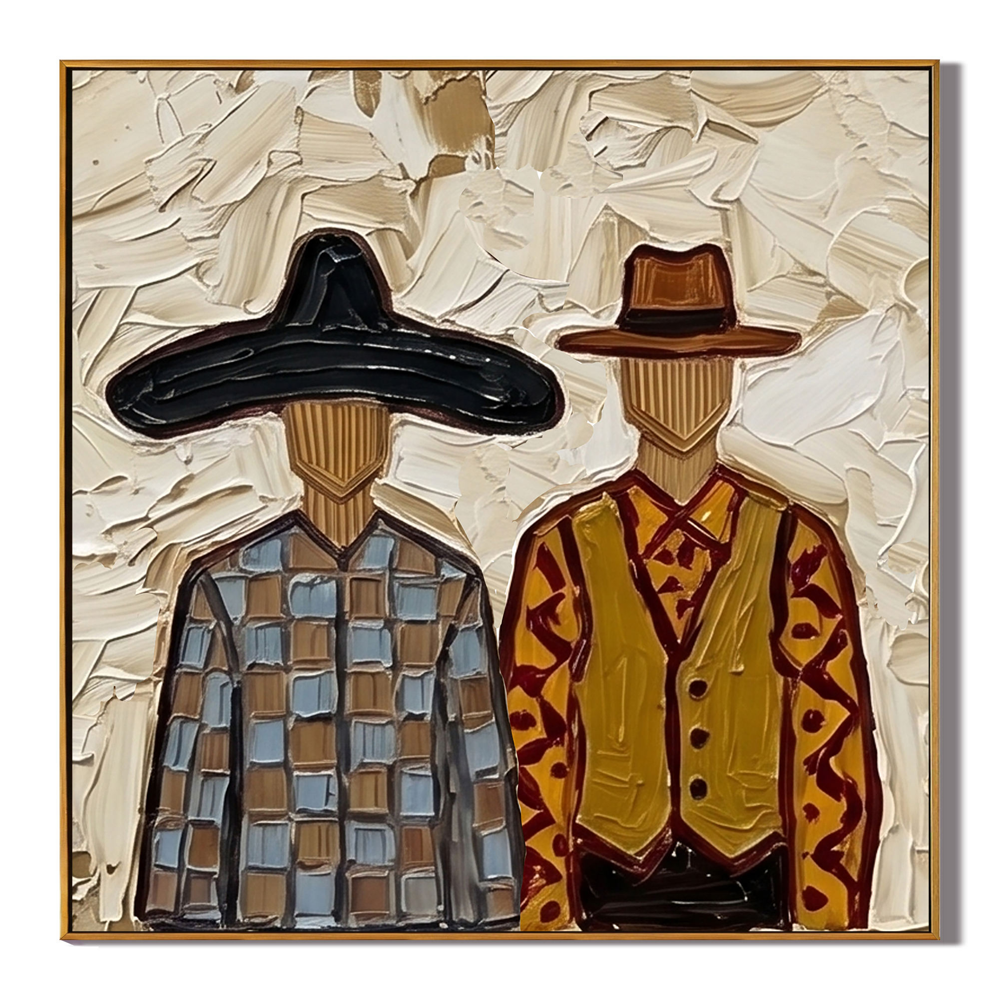 “Ranchside Brothers” – Vintage Western Cowboy Textured Oil Painting