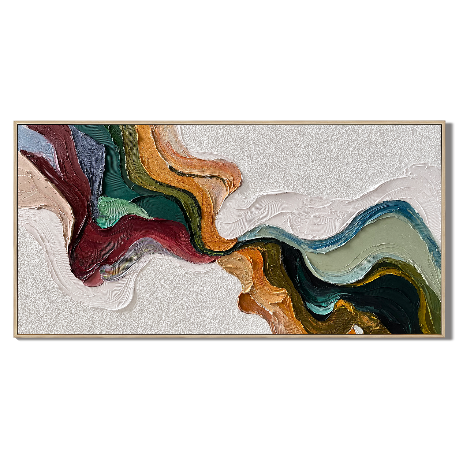 “Earthen Current” – Textured Abstract Impasto Painting in Olive Green and Ochre