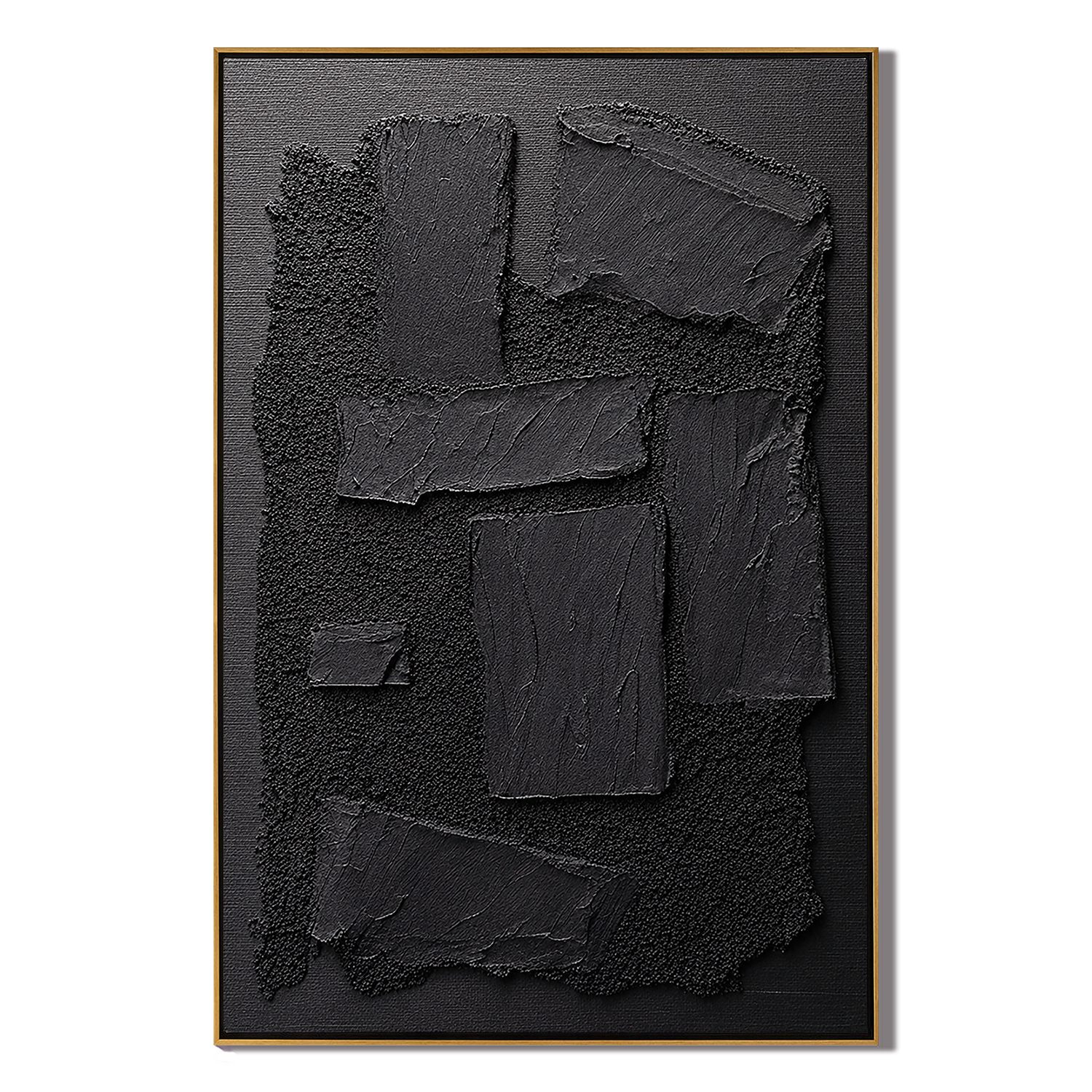 "Shadow Relic" – Black Wabi Sabi Abstract Textured Wall Art