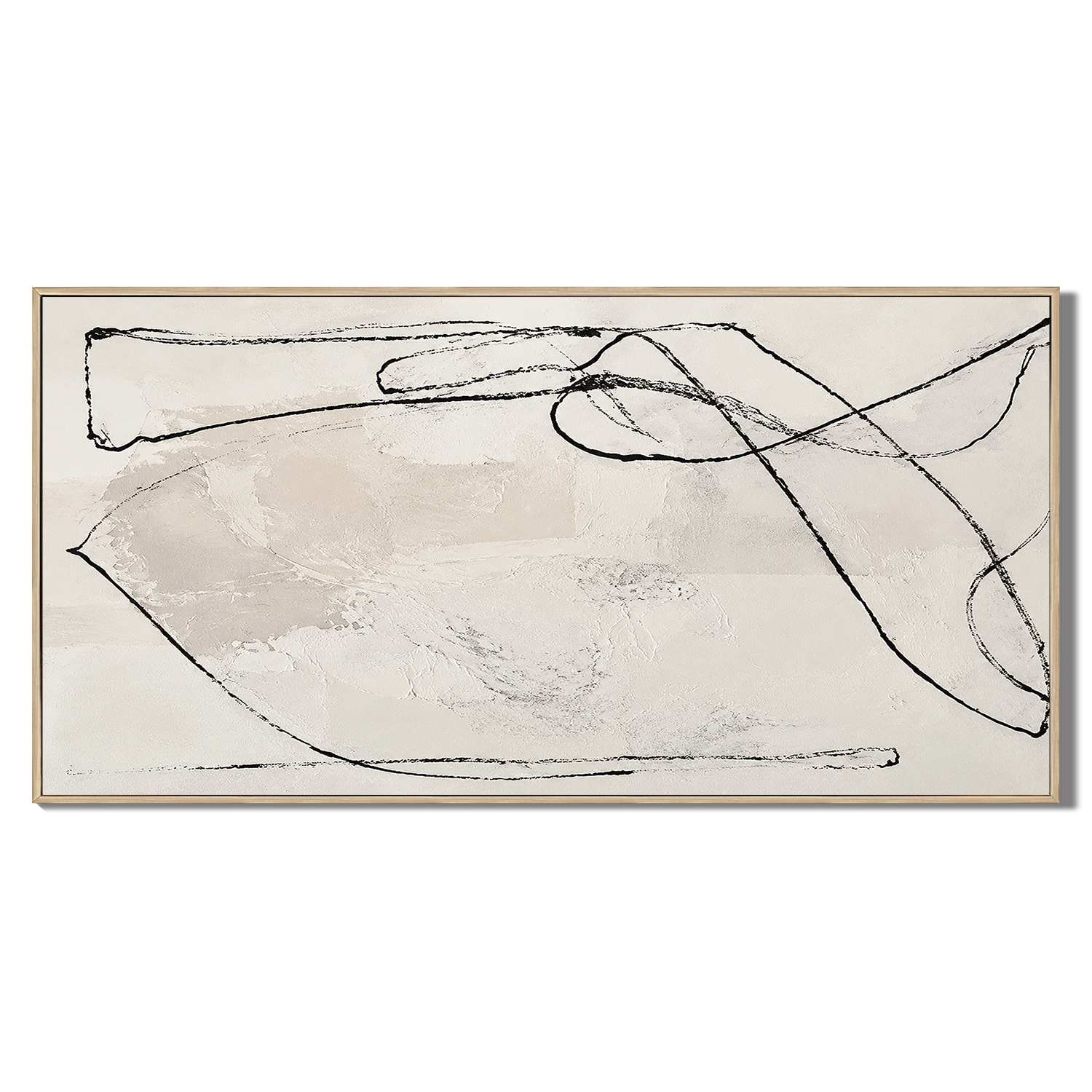 "Unspoken Rythms" – Wabi-Sabi Cream & Black Minimalist Abstract Canvas
