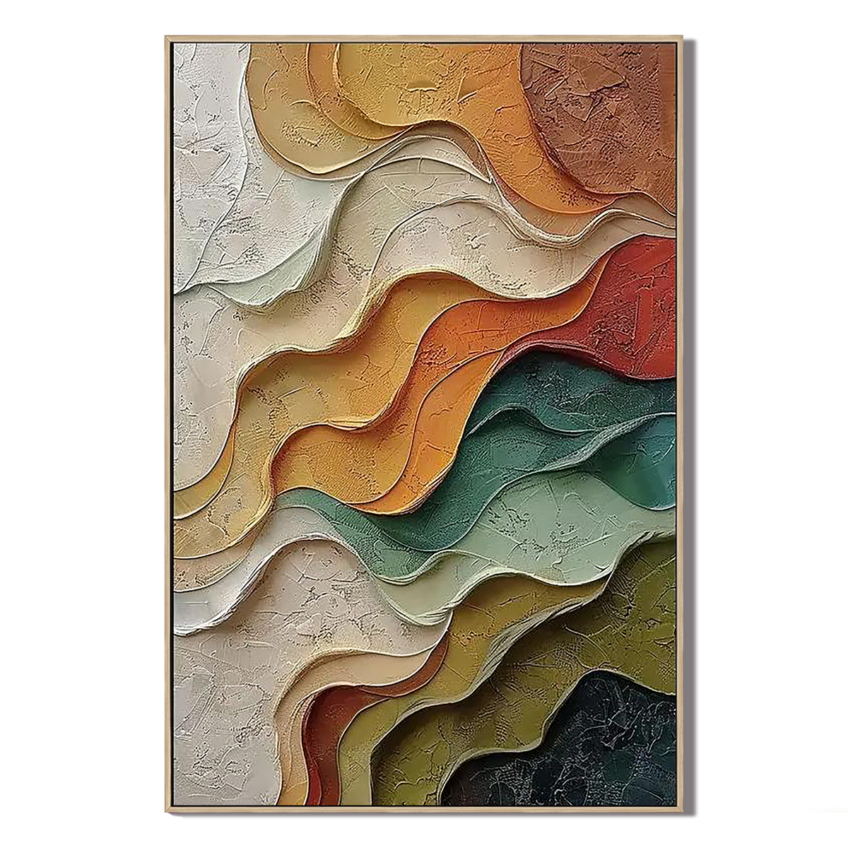 "Strata Serenade" – Earth Tone Wave Abstract Acrylic Painting