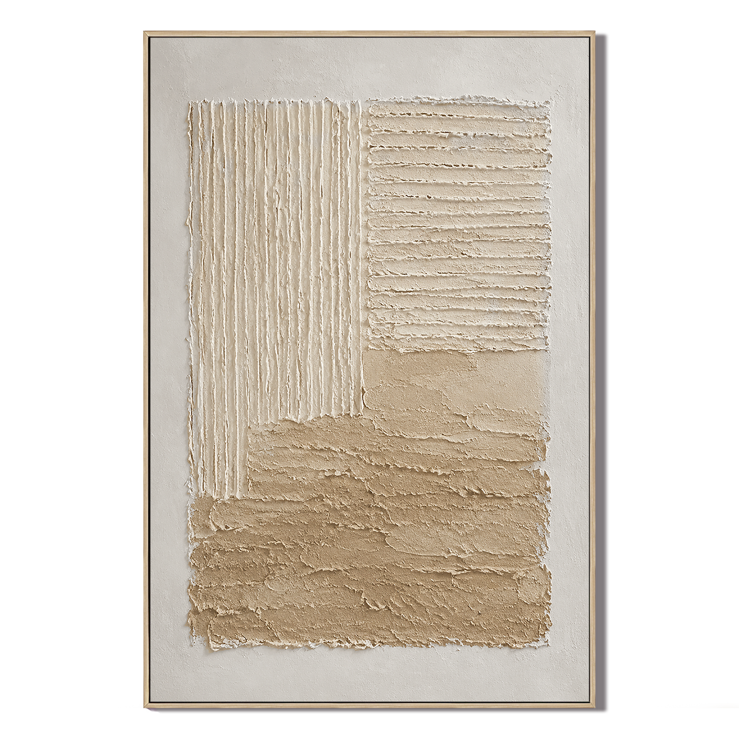 "Tranquil Foundations" – Wabi-Sabi Beige Relief Textured Acrylic Painting