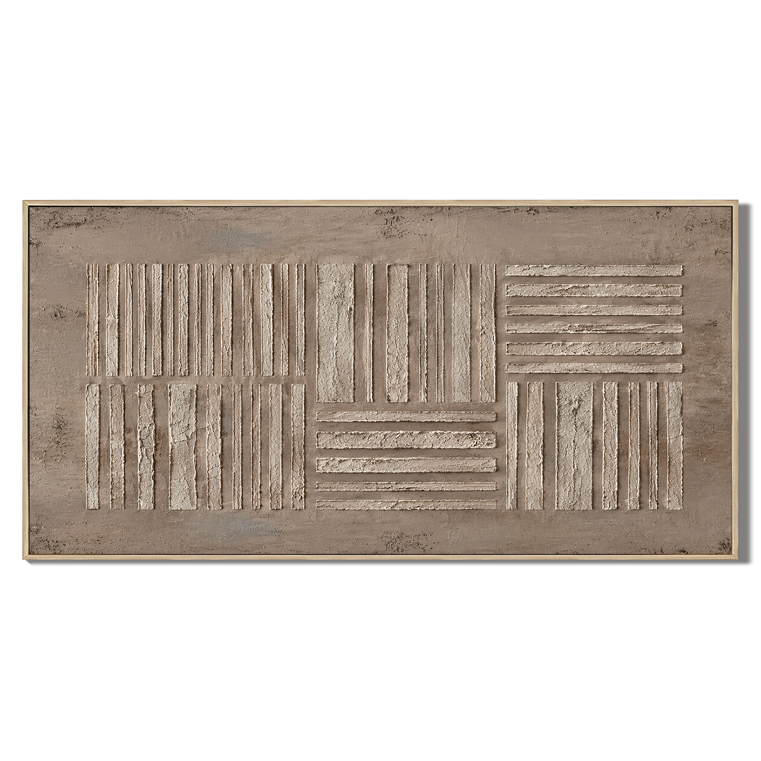 "Organic Gridwork" – Wabi-Sabi Earth Tone Abstract Textured Relief Painting