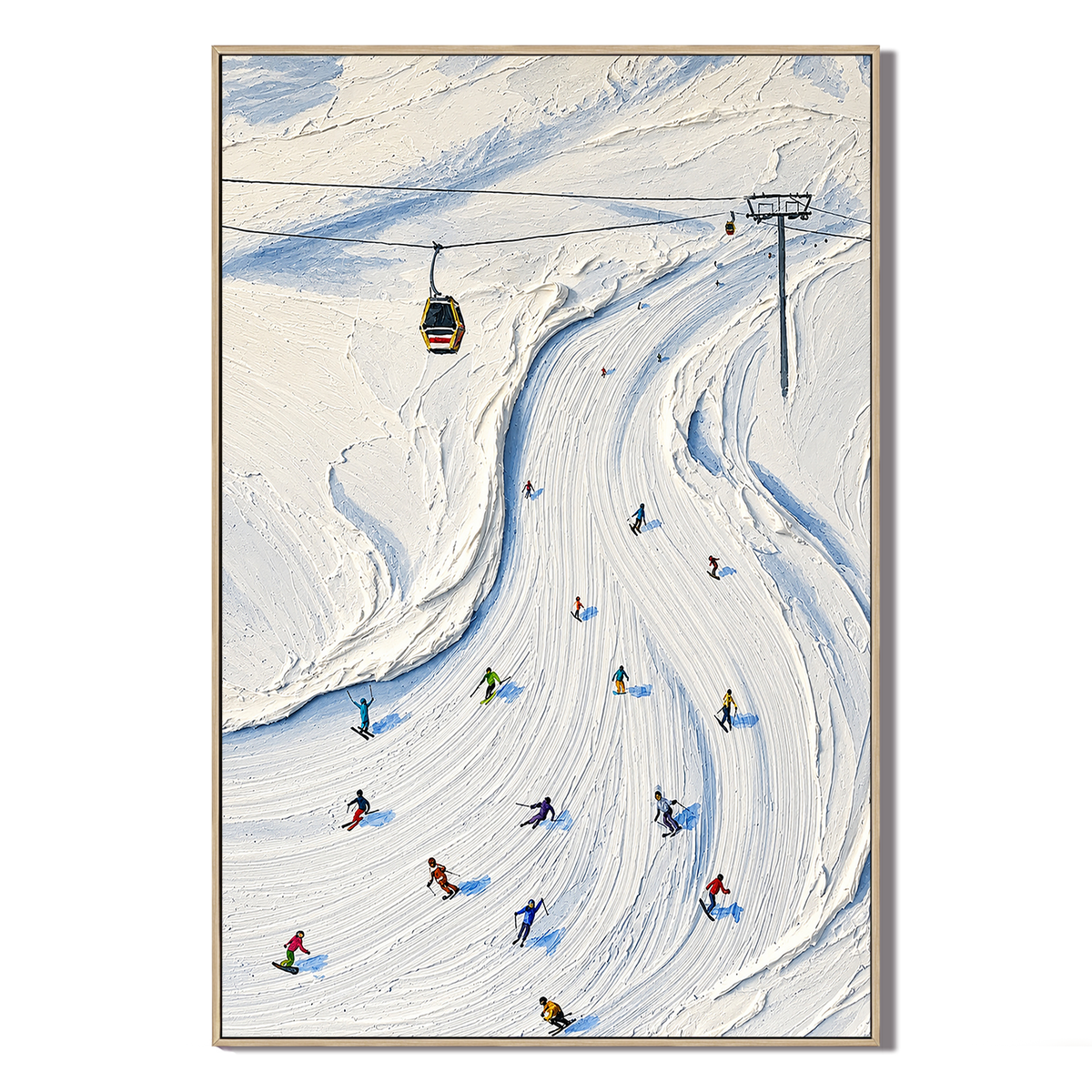 "Alpine Motion" – Textured Impasto Ski Resort Canvas Painting