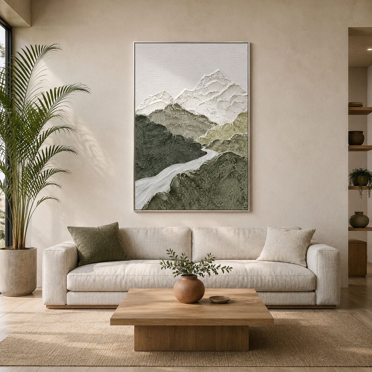 "Valley of Stillness" – Wabi Sabi Mountain Landscape Textured Wall Art